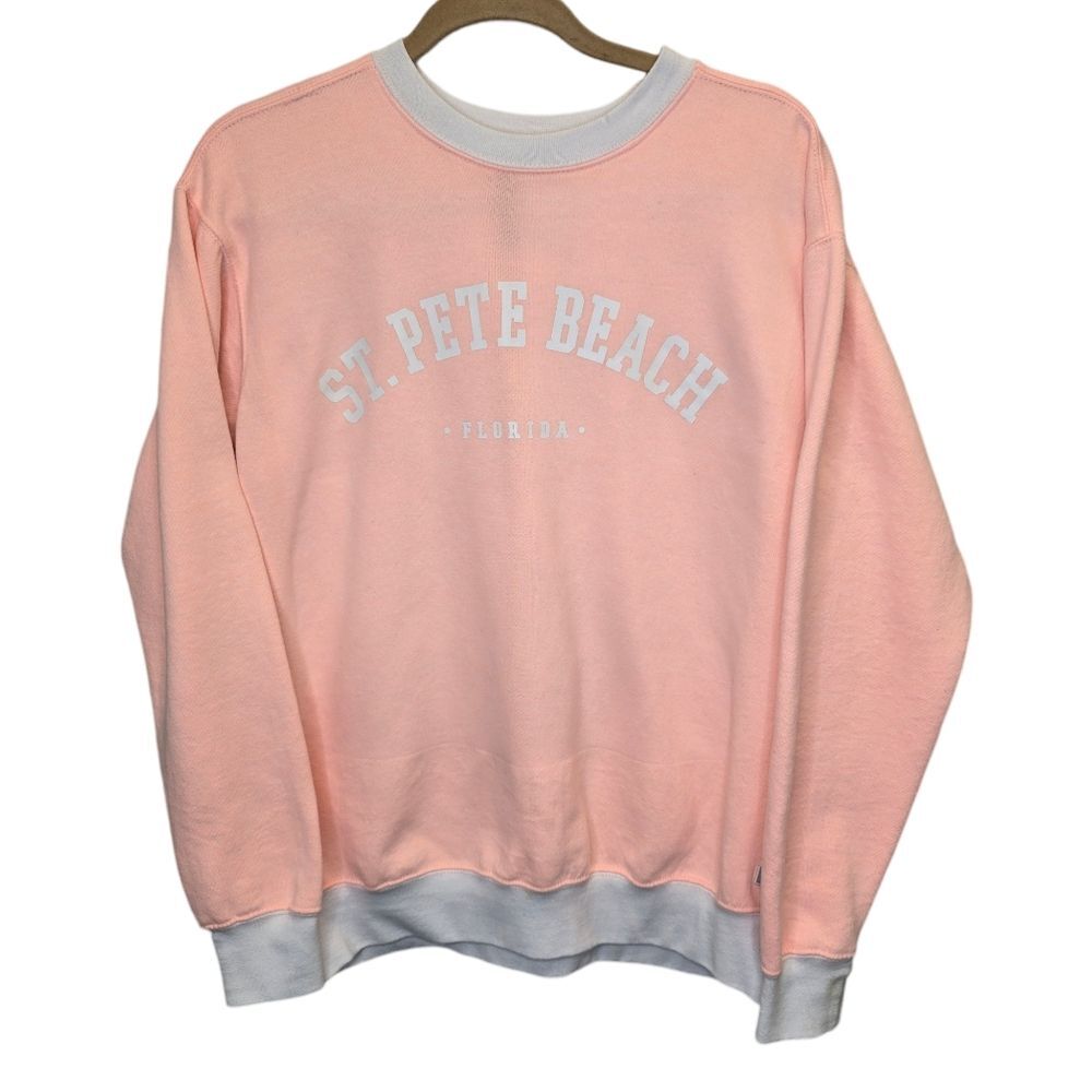 Shark Tee The Perfect Sweatshirt Medium St Pete Beach FL Peach Crew Neck Sweater